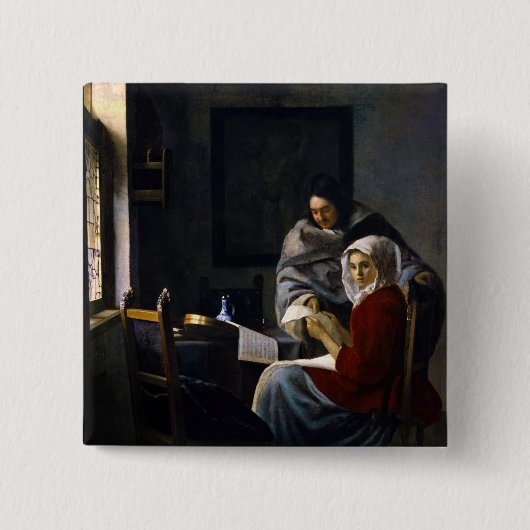 Johannes Vermeer - Mädchen unterbricht ihre Musik Button (Vorderseite)