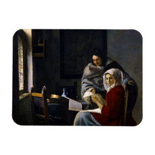 Johannes Vermeer - Mädchen unterbricht ihre Musik Magnet
