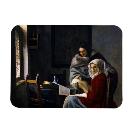 Johannes Vermeer - Mädchen unterbricht ihre Musik Magnet (Horizontal)