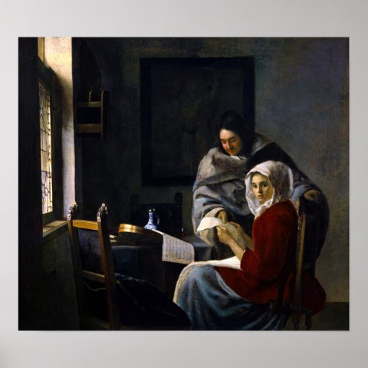 Johannes Vermeer - Mädchen unterbricht ihre Musik Poster (Vorne)