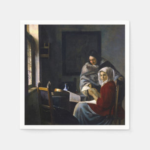 Johannes Vermeer - Mädchen unterbricht ihre Musik Serviette