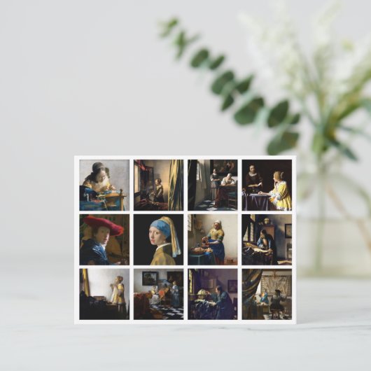 Johannes Vermeer - Masterpiece Grid Postkarte (Stehend Vorderseite)