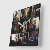 Johannes Vermeer - Masterpieces Grid Quadratische Wanduhr (Winkel)