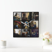 Johannes Vermeer - Masterpieces Grid Quadratische Wanduhr (Zuhause)