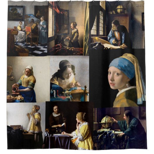 Johannes Vermeer - Meisterwerke Patchwork Duschvorhang (Vorderseite)