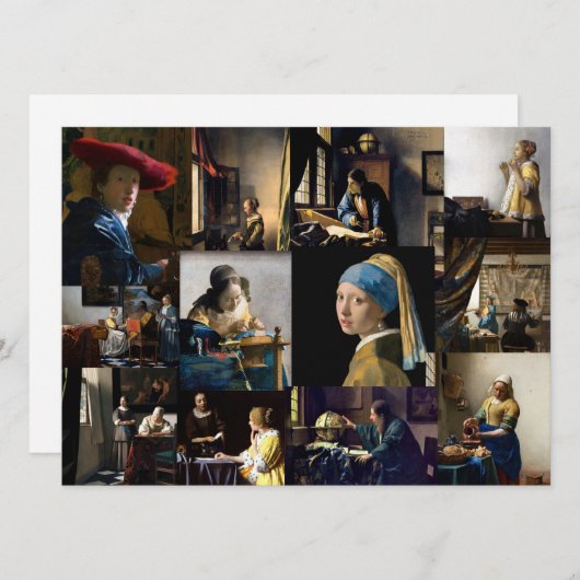 Johannes Vermeer - Meisterwerke Patchwork Einladung (Vorne/Hinten)