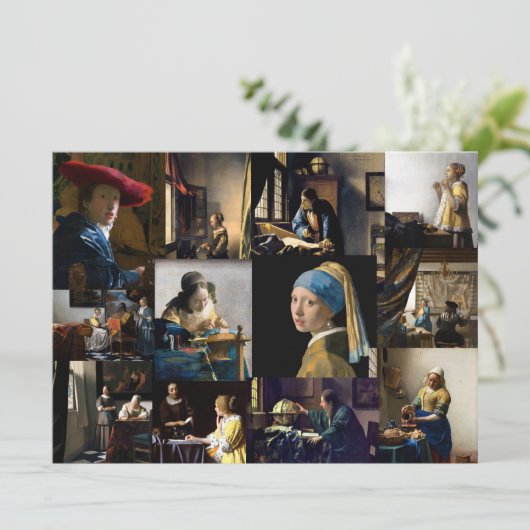 Johannes Vermeer - Meisterwerke Patchwork Einladung (Stehend Vorderseite)