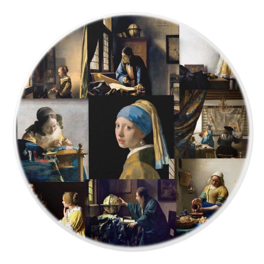Johannes Vermeer - Meisterwerke Patchwork Keramikknauf (Vorderseite)
