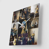 Johannes Vermeer - Meisterwerke Patchwork Quadratische Wanduhr (Winkel)
