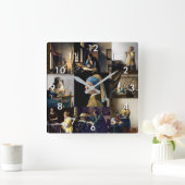 Johannes Vermeer - Meisterwerke Patchwork Quadratische Wanduhr (Zuhause)
