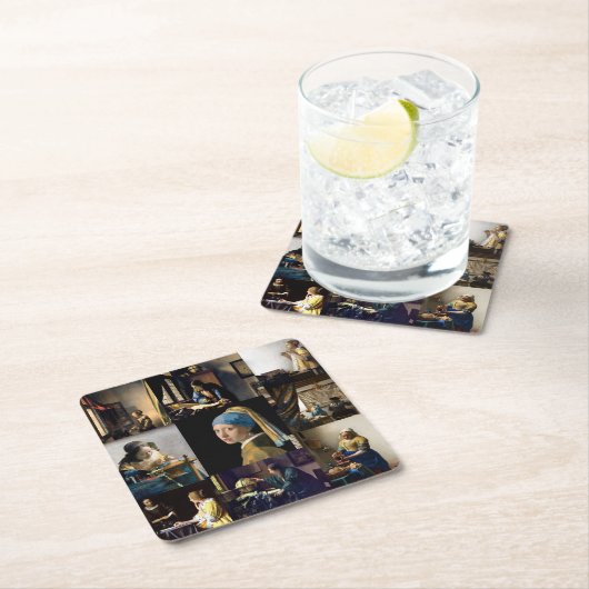 Johannes Vermeer - Meisterwerke Patchwork Rechteckiger Pappuntersetzer (Vor Ort)