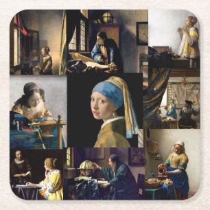 Johannes Vermeer - Meisterwerke Patchwork Rechteckiger Pappuntersetzer