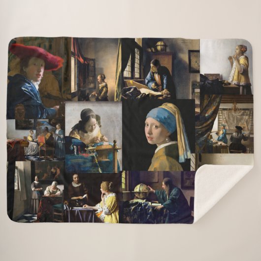 Johannes Vermeer - Meisterwerke Patchwork Sherpadecke (Vorderseite (Horizontal))