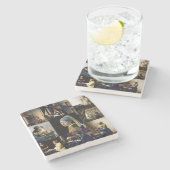 Johannes Vermeer - Meisterwerke Patchwork Steinuntersetzer (Seitenansicht)