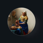 Johannes Vermeer. Milchmädchen. Vintage Kunst Button<br><div class="desc">Johannes Vermeer "Die Milchmädchen"-Taste.</div>