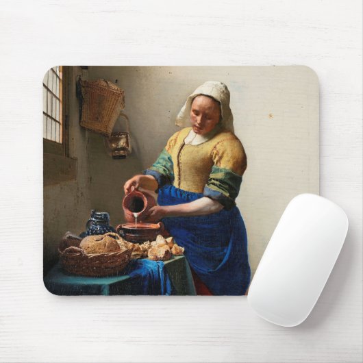 Johannes Vermeer. Milchmädchen. Vintage Kunst Mousepad (Mit Mouse)