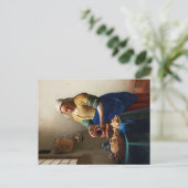 Johannes Vermeer. Milchmädchen. Vintage Kunst Postkarte (Stehend Vorderseite)