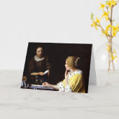 Johannes Vermeer - Ministerin und Frau Karte (Gelbe Blume)