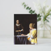 Johannes Vermeer - Ministerin und Frau Postkarte (Stehend Vorderseite)