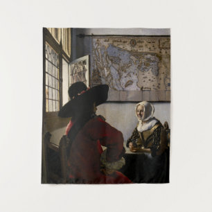 Johannes Vermeer - Offizier mit einem lachenden Mä Wandteppich