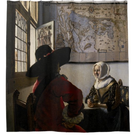Johannes Vermeer - Offizier mit einem Laughing Gir Duschvorhang (Vorderseite)