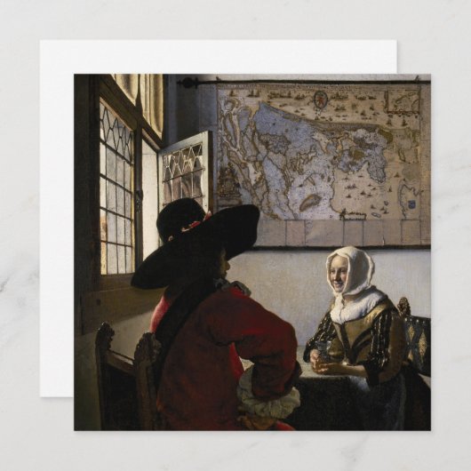 Johannes Vermeer - Offizier mit einem Laughing Gir Einladung (Vorne/Hinten)