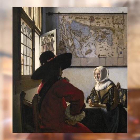 Johannes Vermeer - Offizier mit einem Laughing Gir Fensteraufkleber (Blatt 2)