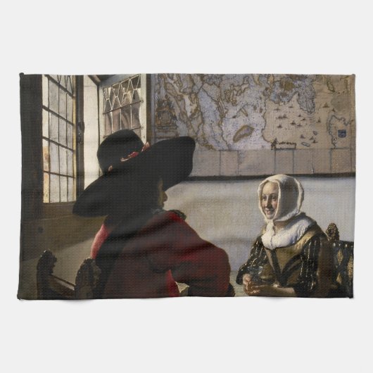 Johannes Vermeer - Offizier mit einem Laughing Gir Geschirrtuch (Horizontal)