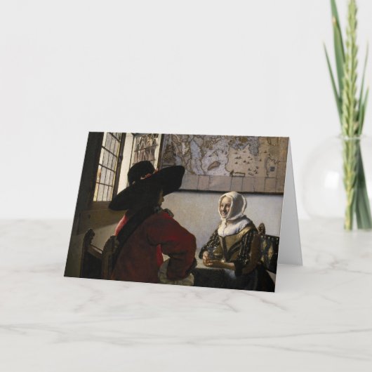 Johannes Vermeer - Offizier mit einem Laughing Gir Karte (Vorderseite)