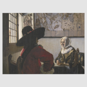Johannes Vermeer - Offizier mit einem Laughing Gir Seidenpapier