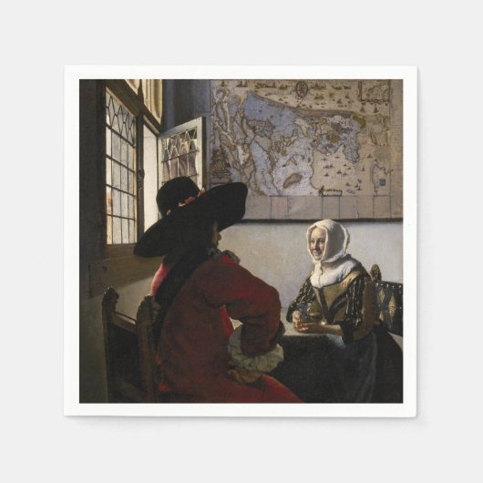 Johannes Vermeer - Offizier mit einem Laughing Gir Serviette (Vorderseite)