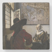 Johannes Vermeer - Offizier mit einem Laughing Gir Steinuntersetzer (Vorderseite)