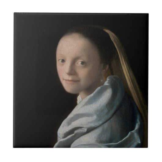 Johannes Vermeer - Studie über eine junge Frau Fliese (Vorderseite)