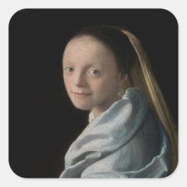 Johannes Vermeer - Studie über eine junge Frau Quadratischer Aufkleber