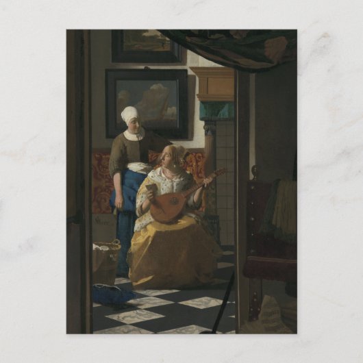 Johannes Vermeer, The Liebe Letter 17th C. Fine Ar Postkarte (Vorderseite)