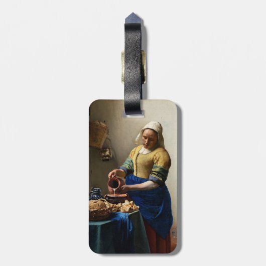 Johannes Vermeer - The Milkmaid - QR-Code Gepäckanhänger (Rückseite vertikal)