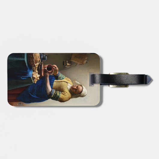 Johannes Vermeer - The Milkmaid - QR-Code Gepäckanhänger (Rückseite horizontal)
