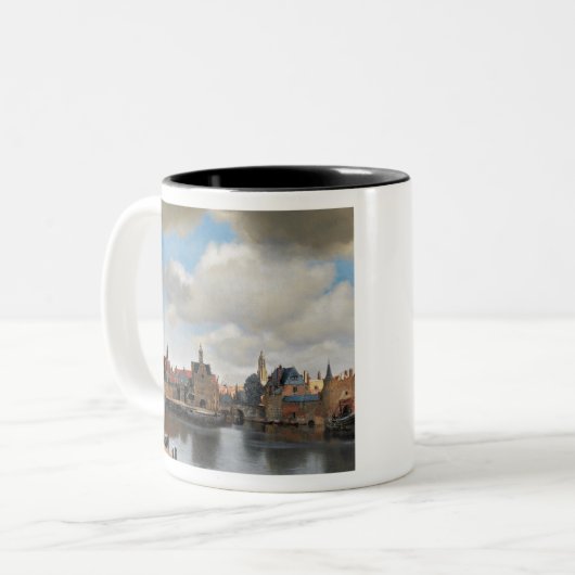 Johannes Vermeer View Zweifarbige Tasse (Vorderseite Links)