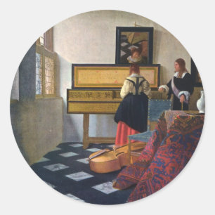 Johannes Vermeers Das Musikstück (um 1663) Runder Aufkleber