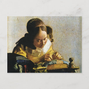 Johannes Vermeers Die Stickerin (um 1670) Postkarte