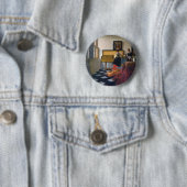 Johannes Vermeers Musikunterricht (ca. 1663) Button (Beispiel)