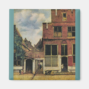 Johannes Vermeers Straße in Delft (um 1660) Magnet