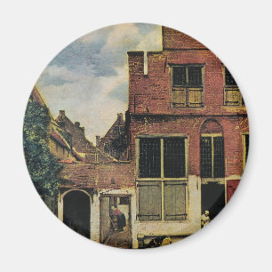 Johannes Vermeers Straße in Delft (um 1660) Magnet