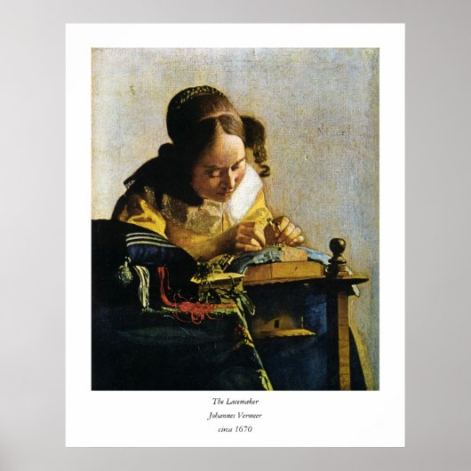 Johannes Vermeers The Lacemaker (ca. 1670) Poster (Vorne)