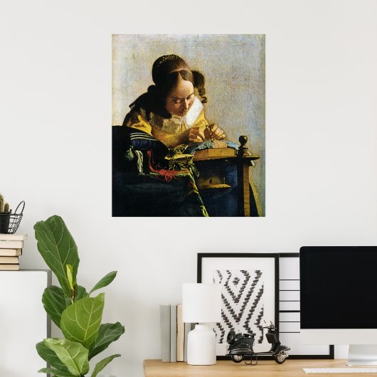 Johannes Vermeers The Lacemaker (ca. 1670) Poster (Heimbüro)
