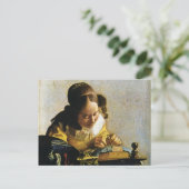 Johannes Vermeers The Lacemaker (ca. 1670) Postkarte (Stehend Vorderseite)