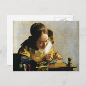 Johannes Vermeers The Lacemaker (ca. 1670) Postkarte (Vorne/Hinten)