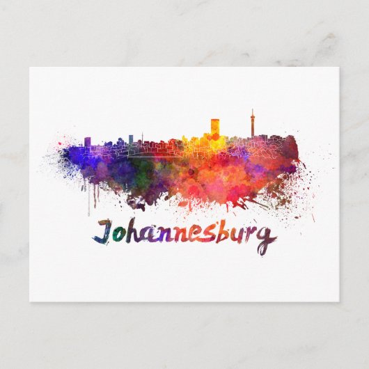 Johannesburg skyline im Watercolor Postkarte (Vorderseite)