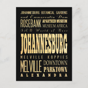 Johannesburg Stadt Südafrika Typografie Kunst Postkarte
