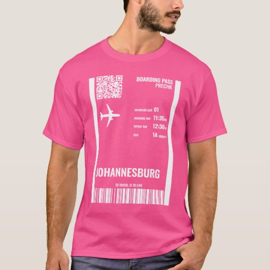 Johannesburg Südafrika Boarding Pass Airline Ti T-Shirt (Vorderseite)